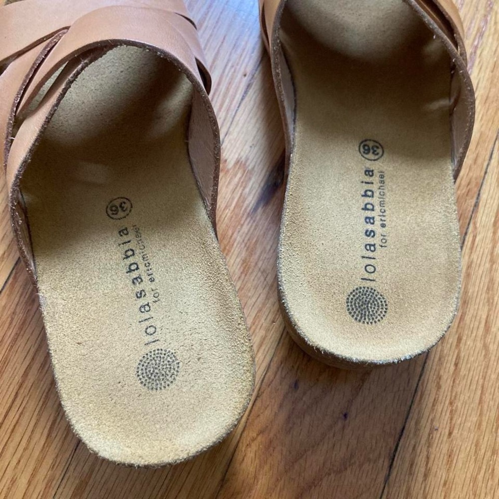 Leather Wedge Criss Cross Sandals 36 - Picture 3 of 6